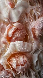 梦幻带露粉色花卉特写