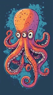 可爱卡通章鱼插画图案