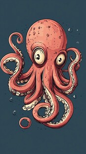 可爱卡通章鱼形象插画