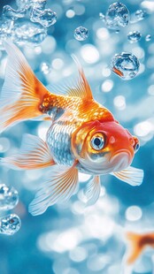 水中畅游的绚丽金鱼