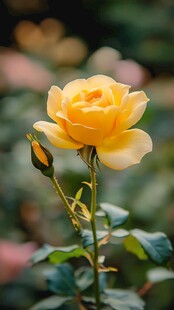 金黄玫瑰绽放优雅姿态