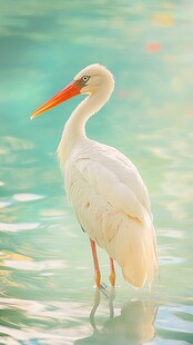 水中白鹳优雅伫立