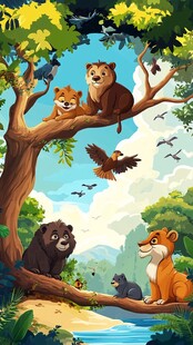 森林中动物们的欢乐聚会