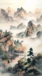 水墨山水间的静谧山居