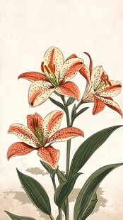 复古风格盛开的斑点百合花