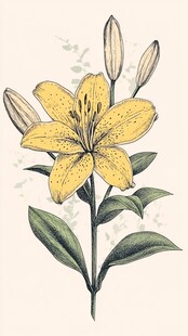 黄色百合花插画