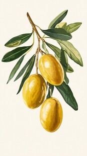 金黄橄榄枝上果实饱满