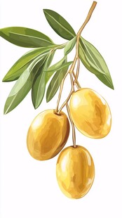 金黄橄榄枝上挂的果实