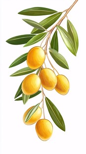 金黄橄榄枝 清新植物插画