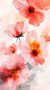 梦幻水彩风盛开的娇艳花朵