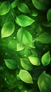 梦幻绿色叶片背景图
