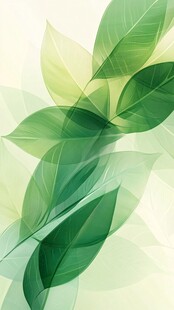 清新透明绿叶梦幻背景图