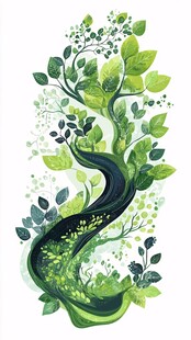 绿色藤蔓艺术插画