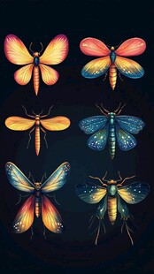 梦幻多彩飞虫插画集合