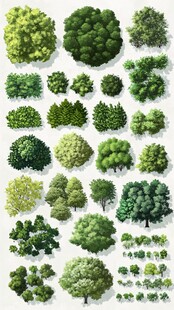 多样绿树集合插画素材