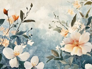 清新花卉水彩画背景图