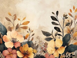 复古风花卉植物背景图