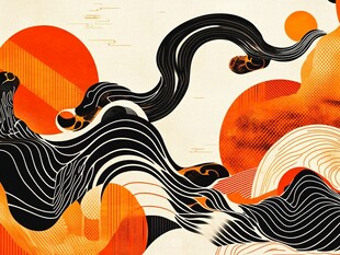 水墨风山海奇幻意象图