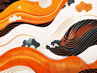 中式波浪云纹艺术图案