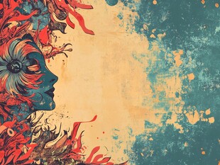 梦幻花卉人脸抽象艺术图