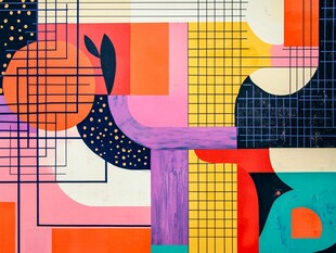 多彩几何抽象艺术画作