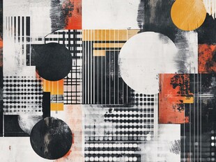 抽象几何拼贴艺术画作