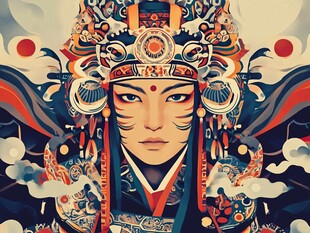 京剧扮相的古风人物形象