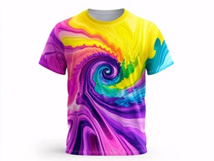炫彩旋涡图案T恤