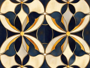 复古几何花纹彩色玻璃图案