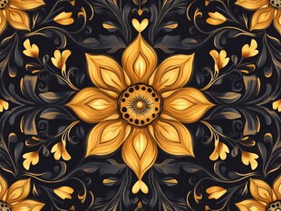黑金花卉无缝装饰图案