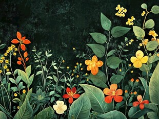 花卉绿植边框插画