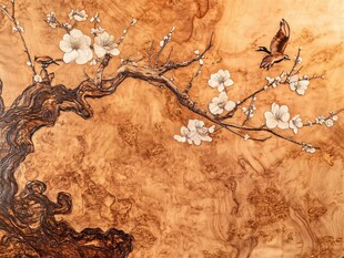 梅枝栖鸟中式古典图景