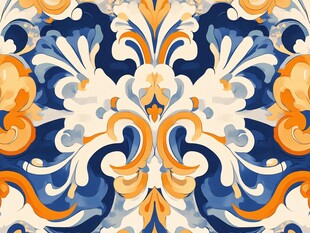 复古风精美对称花纹图案