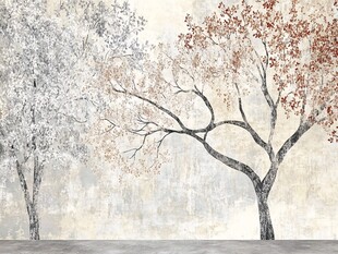 双树纹理墙饰艺术画面