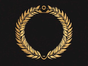 金色月桂叶花环徽章图案