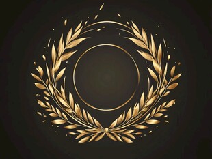 金色麦穗花环装饰图案