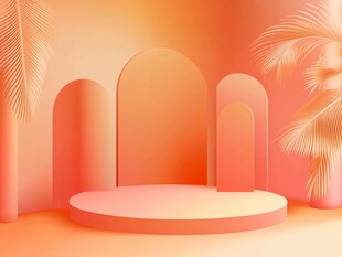 梦幻粉橙色产品展示场景