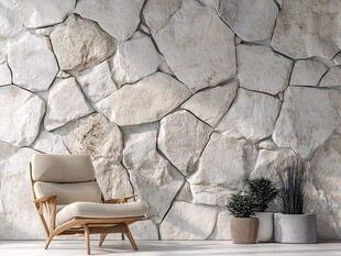 石墙旁的简约休闲椅