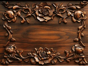 雕花木质边框装饰图案