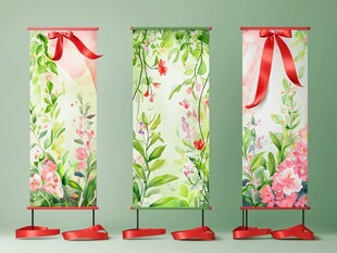 花卉装饰易拉宝展示