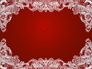 红色背景白色花边装饰图