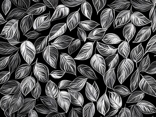 黑白手绘叶片无缝图案