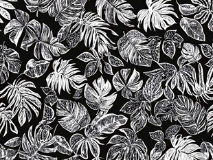 黑白热带植物叶子图案