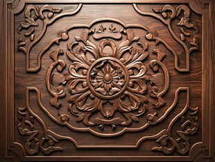 中式木雕花纹装饰板