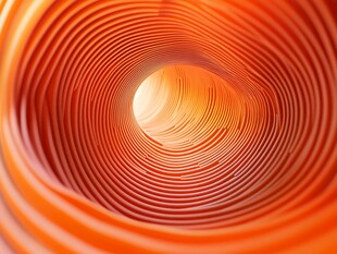 橙色波纹管道内部景观