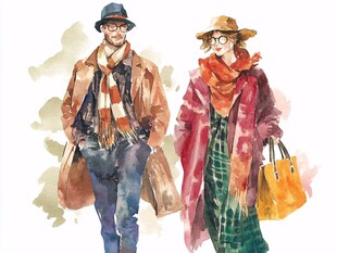 时尚男女的秋冬穿搭风采