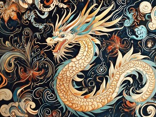 中式龙纹绚丽图案设计
