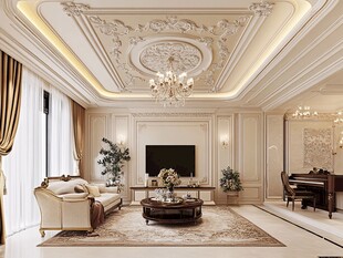 欧式奢华客厅室内装修展示