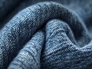 蓝色针织布料细节纹理