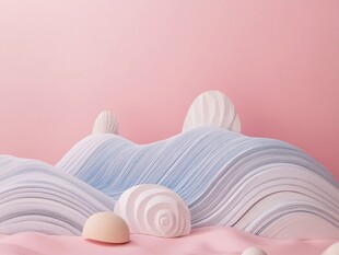 梦幻粉色系的立体海洋场景